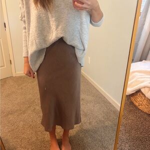 Bobeau Tan Midi Skirt
